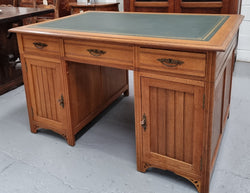 French Oak Art Deco Full Partners Desk With Leather Top | Antique & Vintage | Moonee Ponds Antiques | Australia Wide Delivery