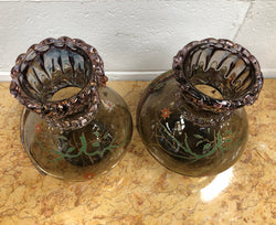 Pair Of Large Moser Enameled Vases With Lizards | Antique & Vintage | Moonee Ponds Antiques | Australia Wide Delivery