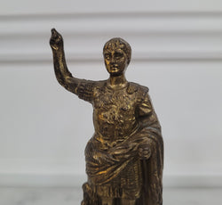 Vintage Cast Brass Figure Julius Caesar On Marble Base | Antique & Vintage | Moonee Ponds Antiques | Australia Wide Delivery