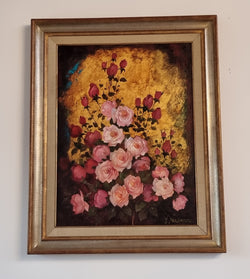 French Signed Floral Oil On Canvas In Silver Gilt & Gilt Frame | Antique & Vintage | Moonee Ponds Antiques | Australia Wide Delivery