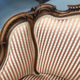 High Quality Antique Pair Of French Walnut Upholstered Arm Chairs