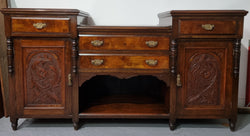 Walnut Sideboard Base Cupboards & Four Drawers | Antique & Vintage | Moonee Ponds Antiques | Australia Wide Delivery