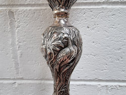 Pair of Antique French Silver Candlesticks Table Lamps Embossed With Birds & Floral Pattern | Antique & Vintage | Moonee Ponds Antiques | Australia Wide Delivery