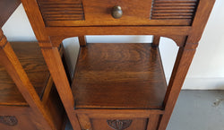 Pair Of French Oak & White Marble Top Bedsides | Antique & Vintage | Moonee Ponds Antiques | Australia Wide Delivery
