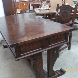 French Oak Desk With A Parquetry Top