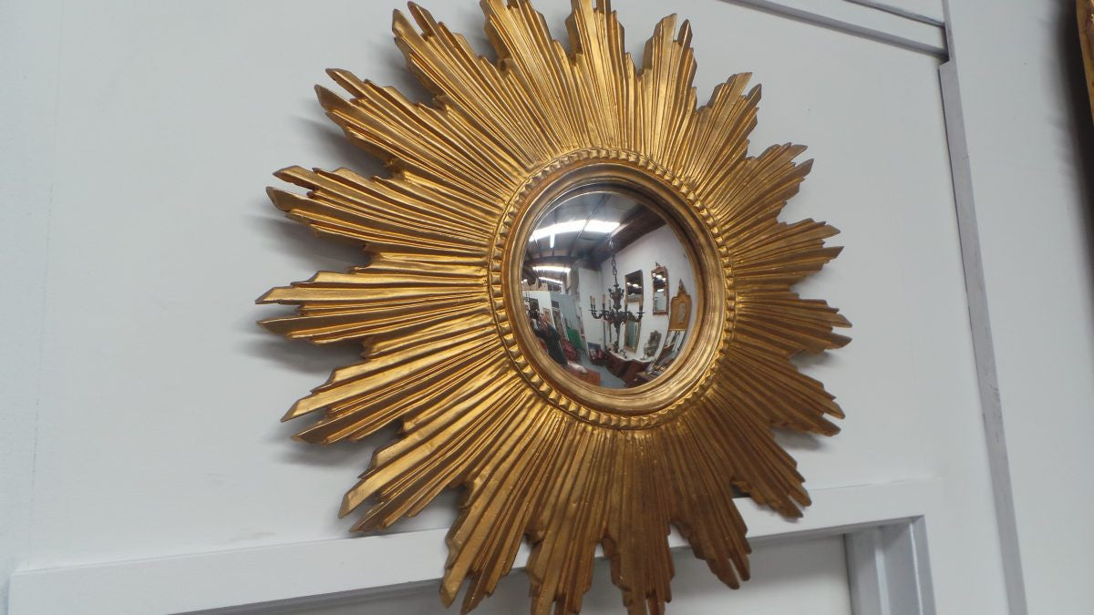 Fabulous Vintage Gold Painted Starburst Mirror