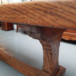 Superb 19th Century French Oak Pedestal Refectory Table Rustic Farmhouse