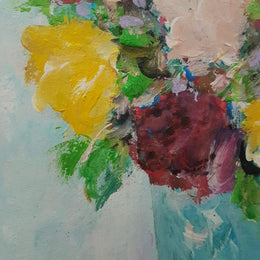A beautiful Impressionist still life painting of a bouquet of flowers framed in a French style gilt frame. Acrylic paint on board signed by Stephen Tandori, Australia