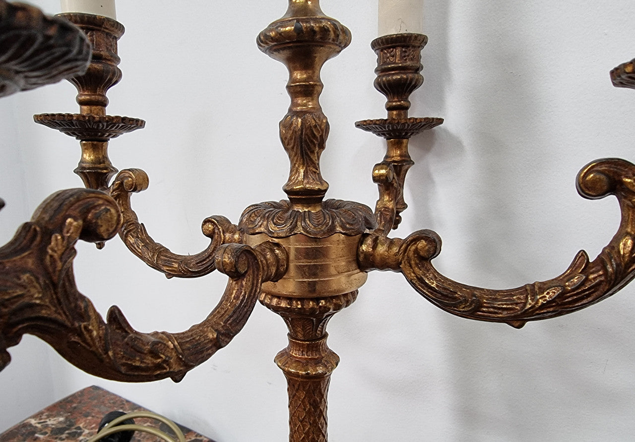 A Pair of French Bronze & Alabaster Marble Base Lamps | Antique & Vintage | Moonee Ponds Antiques | Australia Wide Delivery