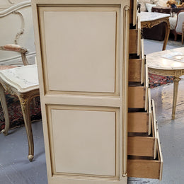 Vintage French Louis 15th Style original painted seven drawer semainier of pleasing narrow proportions with panelled sides. They have been sourced from France and are in good original condition.