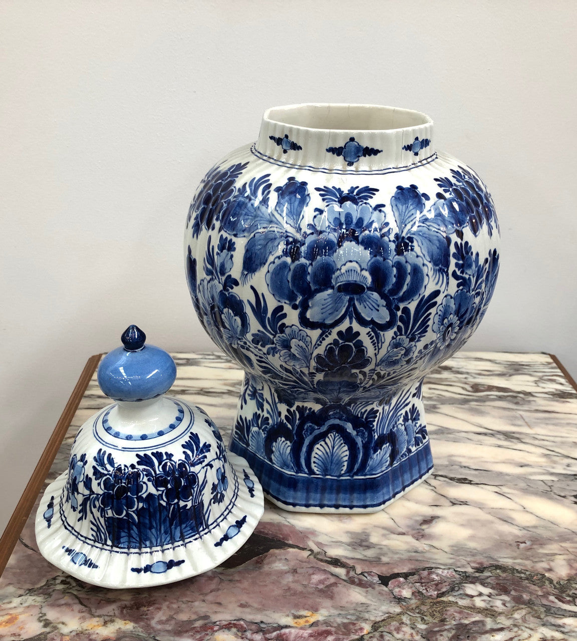 Antique blue Delftware lidded vase | Antique & Vintage | Moonee Ponds Antiques | Australia Wide Delivery