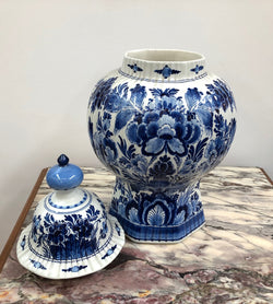 Antique blue Delftware lidded vase | Antique & Vintage | Moonee Ponds Antiques | Australia Wide Delivery