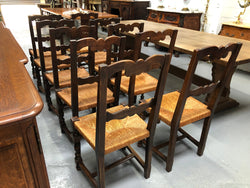 Set of 10 French Fruitwood Rush Seat Dining Chairs | Antique & Vintage | Moonee Ponds Antiques | Australia Wide Delivery