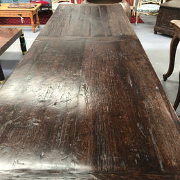 Vintage Rustic Reclaimed Fruit Wood Farmhouse Dining Table
