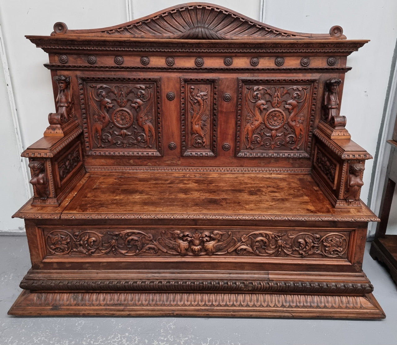 18th Century Carved Italian Renaissance Style Hall Seat | Antique & Vintage | Moonee Ponds Antiques | Australia Wide Delivery