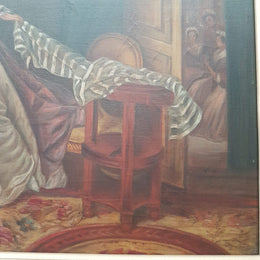 French Romantic Scene Oil On Canvas