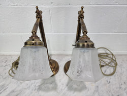 Pair of French Antique Style Table Lamps With Glass Shades | Antique & Vintage | Moonee Ponds Antiques | Australia Wide Delivery