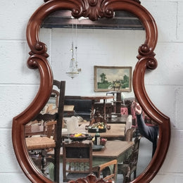 Antique Mahogany Rococo Style Wall Mirror