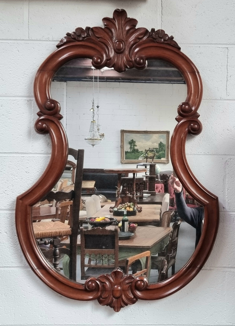 Antique Mahogany Rococo Style Wall Mirror