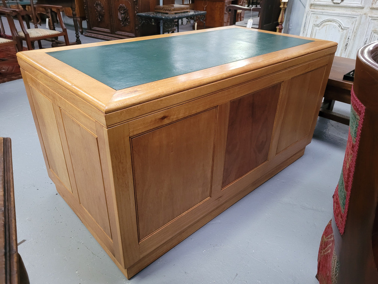 Parliament house desk made from Queensland maple. Desk has room numbers stamped to front. It's in good original condition. Purchased from a sale in old Parliament House in the late 1980's.