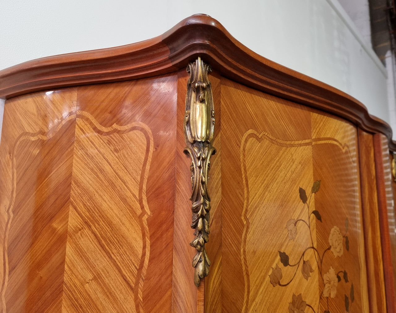 French Marquetry Inlaid Armoire - Bookcase With Ormolu Mounts | Antique & Vintage | Moonee Ponds Antiques | Australia Wide Delivery