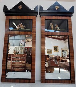 Pair of Italian Empire Style Trumeau Mirrors with Original Hand Painted Water Colour | Antique & Vintage | Moonee Ponds Antiques | Australia Wide Delivery