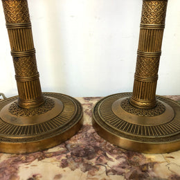 Beautiful pair of Antique decorative bronze gilt lamp bases that have been rewired and in good working order.