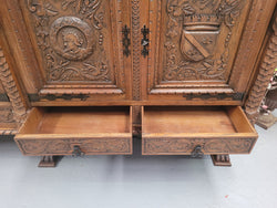 Large French Oak Renaissance Style 4 Door Sideboard-Buffet | Antique & Vintage | Moonee Ponds Antiques | Australia Wide Delivery
