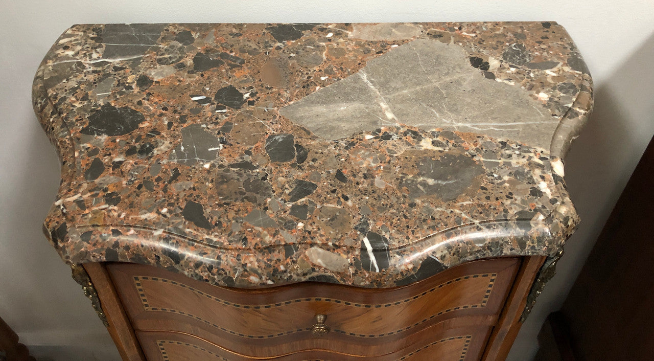 Single French Commode Marble Top Bedside With Ormolu Mounts | Antique & Vintage | Moonee Ponds Antiques | Australia Wide Delivery