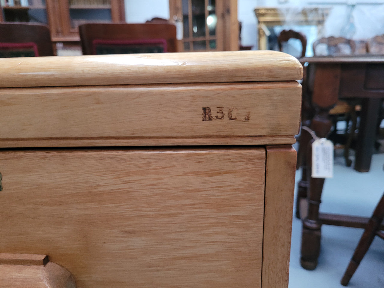 Parliament house desk made from Queensland maple. Desk has room numbers stamped to front. It's in good original condition. Purchased from a sale in old Parliament House in the late 1980's.