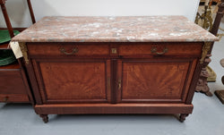 Louis 16th Style Mahogany Marble Top Cupboard With Marquetry Inlay | Antique & Vintage | Moonee Ponds Antiques | Australia Wide Delivery