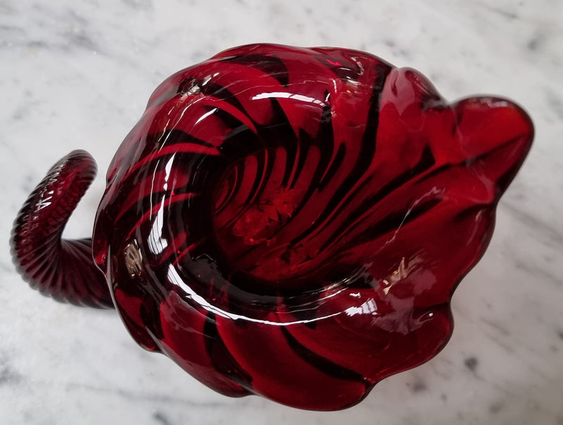Vintage Ruby Red Murano Glass Cornucopia.