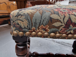 Flemish Baroque Style Walnut Footstool with Tapestry Fabric Top | Antique & Vintage | Moonee Ponds Antiques | Australia Wide Delivery