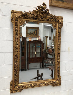 Antique French 19th Century Gilt & Floral Wall-Mantle Mirror | Antique & Vintage | Moonee Ponds Antiques | Australia Wide Delivery