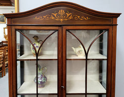 Edwardian Sheraton Style Display Cabinet with Hand Painted Panels | Antique & Vintage | Moonee Ponds Antiques | Australia Wide Delivery
