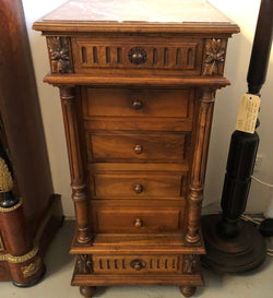 Henry II Style Walnut Inset Marble Top Single Bedside | Antique & Vintage | Moonee Ponds Antiques | Australia Wide Delivery