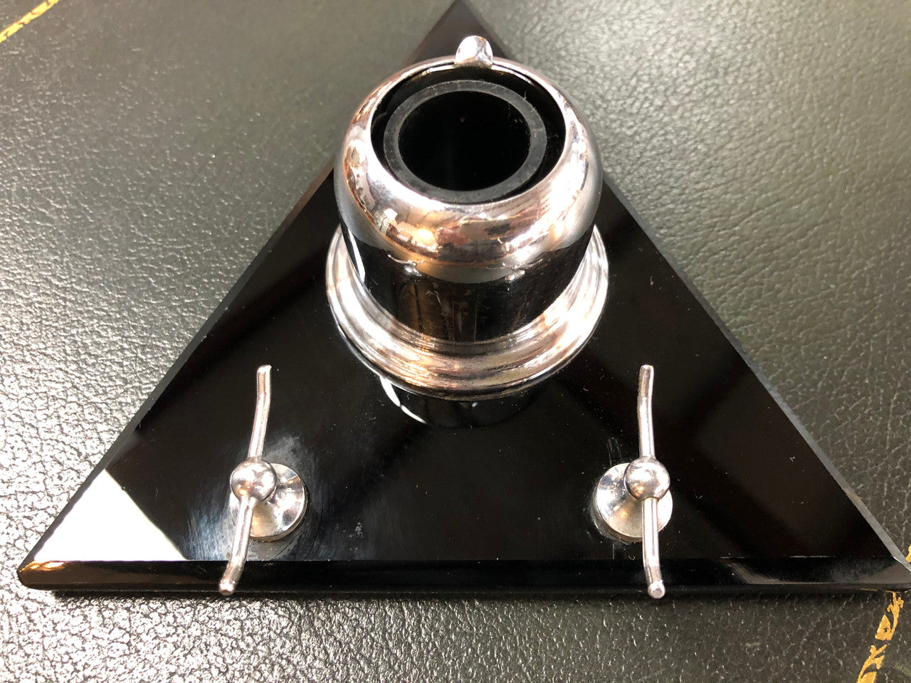 Triangular Art Deco Chrome & Glass Ink Well | Antique & Vintage | Moonee Ponds Antiques | Australia Wide Delivery