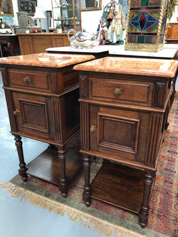 French Oak Marble Topped Bedsides | Antique & Vintage | Moonee Ponds Antiques | Australia Wide Delivery
