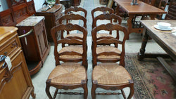 Set of Six French Oak Rush Seat Dining Chairs | Antique & Vintage | Moonee Ponds Antiques | Australia Wide Delivery