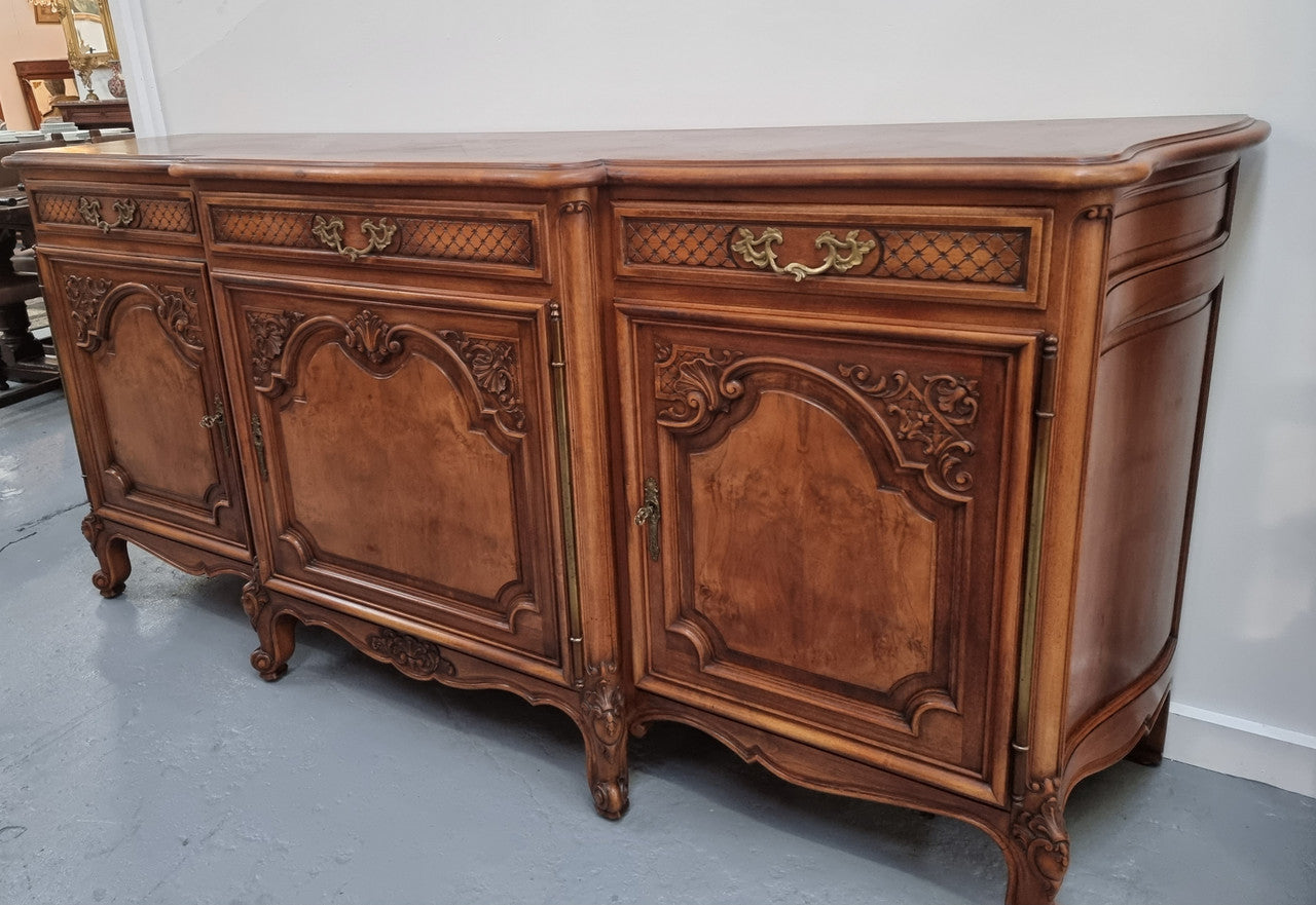 French Burr Walnut-Walnut Parquetry Top Three Door Sideboard | Antique & Vintage | Moonee Ponds Antiques | Australia Wide Delivery