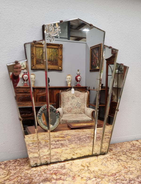 Original Art Deco fan shaped mirror, does show some ware but considering it's age in good condition. Please refer to photos.