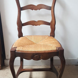 Set of 12 French Oak Ladder Back Chairs