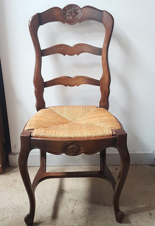 Set of 12 French Oak Ladder Back Chairs