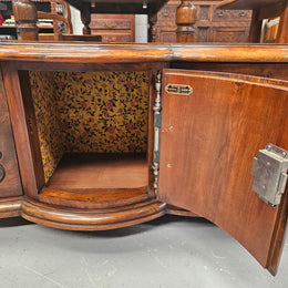 Appealing French Louis XVth style walnut converted TV unit.  Central carved  door & 2 Sliding Cupboards. In good condition.