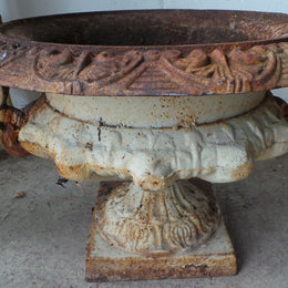 Pair of Antique French Cast Iron Urns