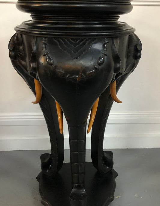 Fabulous French ebonized Elephant pedestal /plant stand with lovely carved detail and in good original detailed condition.