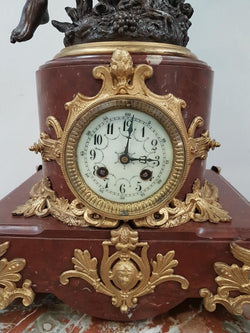Monumental French Gilt & Rouge Marble Clock | Antique & Vintage | Moonee Ponds Antiques | Australia Wide Delivery