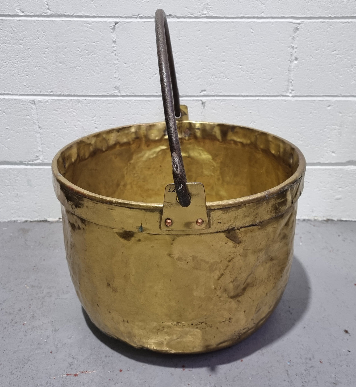 Antique French Brass Firewood Handled Bucket