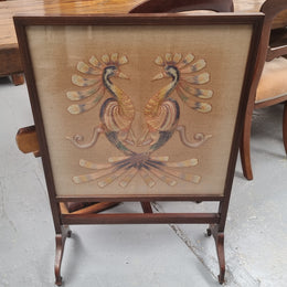 Hand Stitched Tapestry Wooden Framed Fire Screen