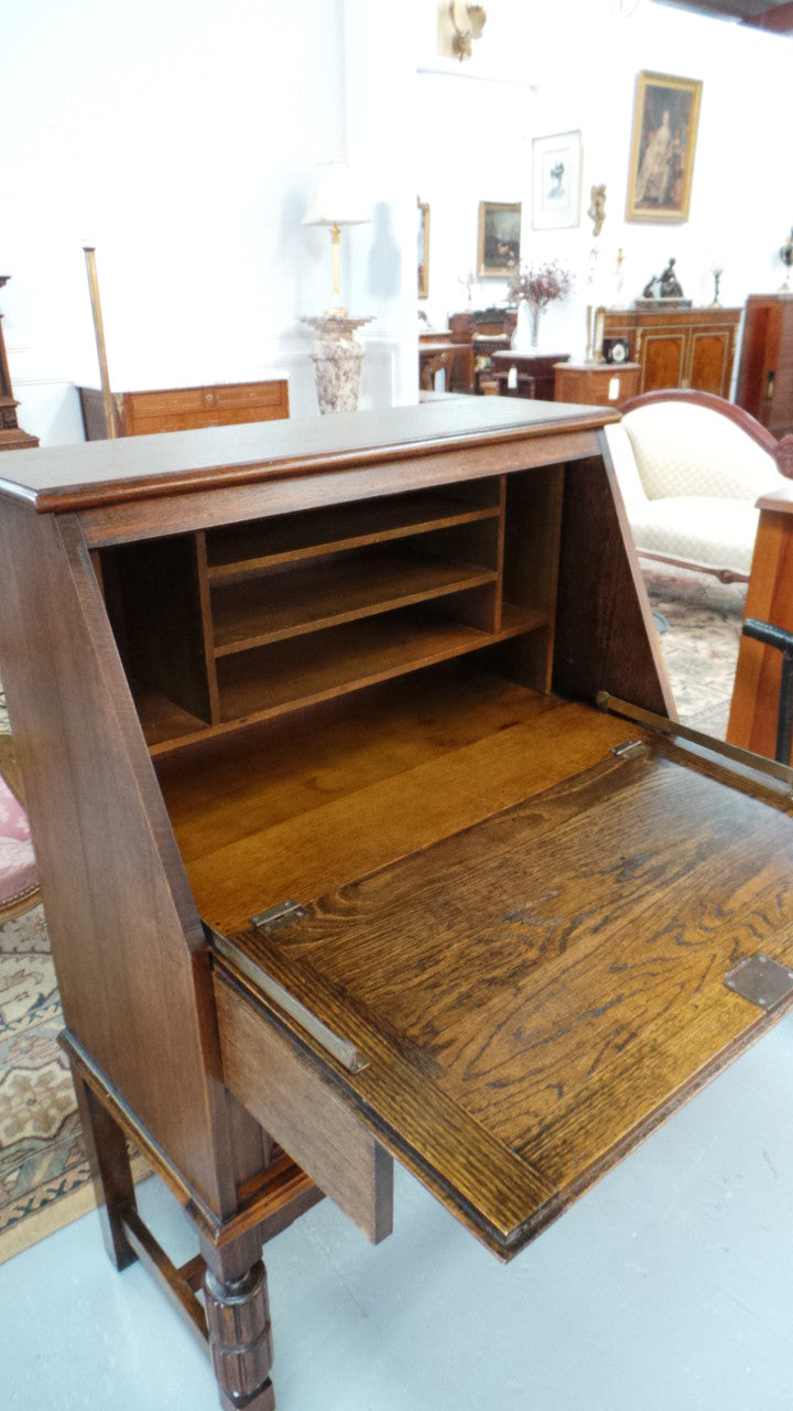 Oak Tudor Style Drop-down Bureau